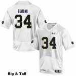 Notre Dame Fighting Irish Men's Osita Ekwonu #34 White Under Armour Authentic Stitched Big & Tall College NCAA Football Jersey JFI2799PA